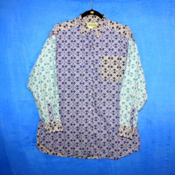 Esprit Vintage Geometric Print Button Down Shirt M - Picture 1 of 7